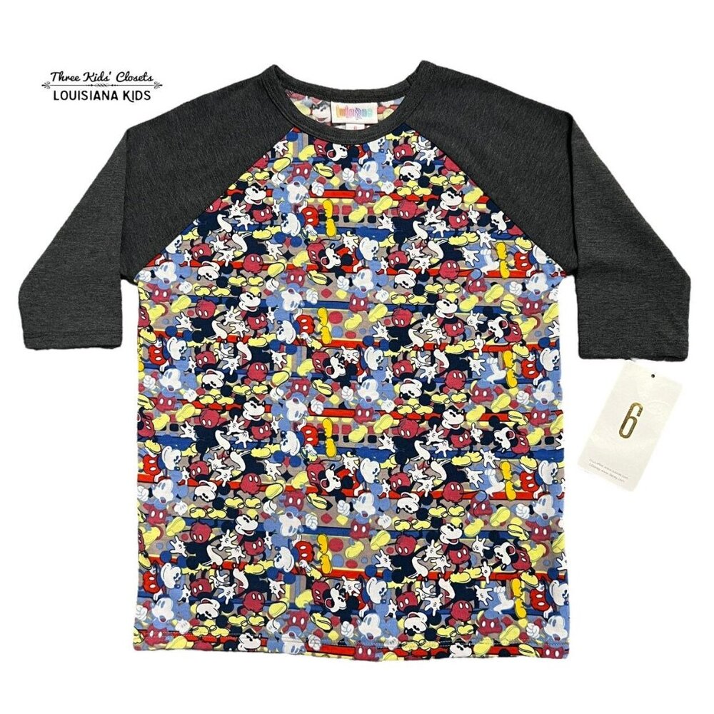NEW LulaRoe 6Y Disney Mickey Mouse Sloan Raglan Shirt